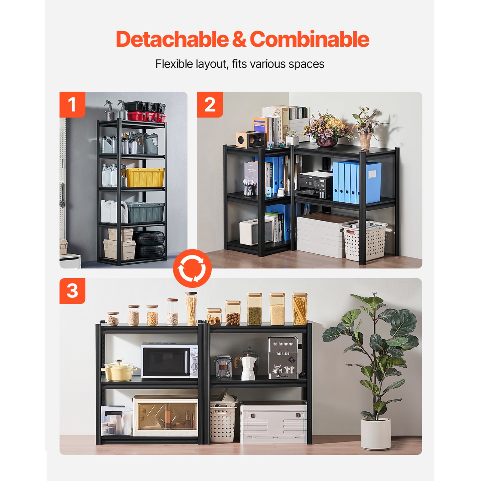 5-tier Garage Storage Shelving Heavy Duty Metal Shelving Unit_voghion.com